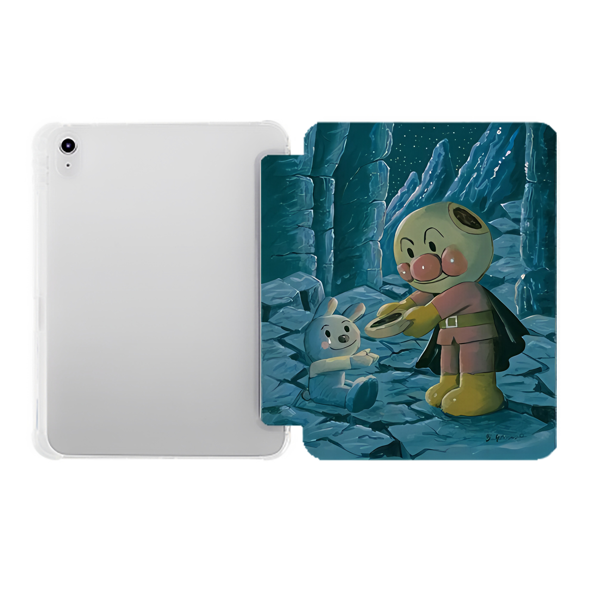（画像用） アンパンマン Anpanman IPad ケース ペン収納付き 三つ折りスタンド PUレザー×シリコン 対応機種9.5/10.5/10.9インチ